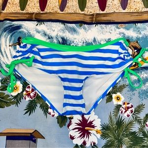 PINK Victoria’s Secret Blue & White Striped Side Tie Bathing Suit Bikini Bottom